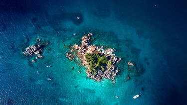An overhead image of Ille Pierre Island in Seychelles. 