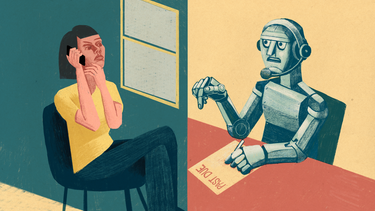 An robot talking to the debtor on the phone